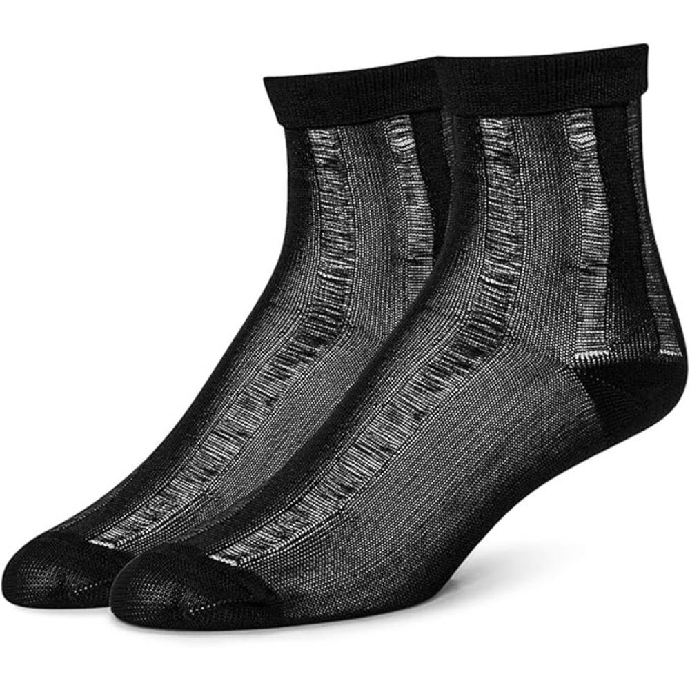Black Lightweight Ankle Socks Medium Cuffed Caviar B.Ella Viscose NWT Cristabell